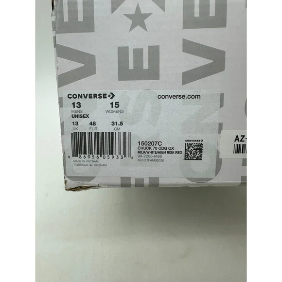Converse x COMME des GARCONS Chuck 70 Mens Size 13 Cream White CDG Shoes 150207C